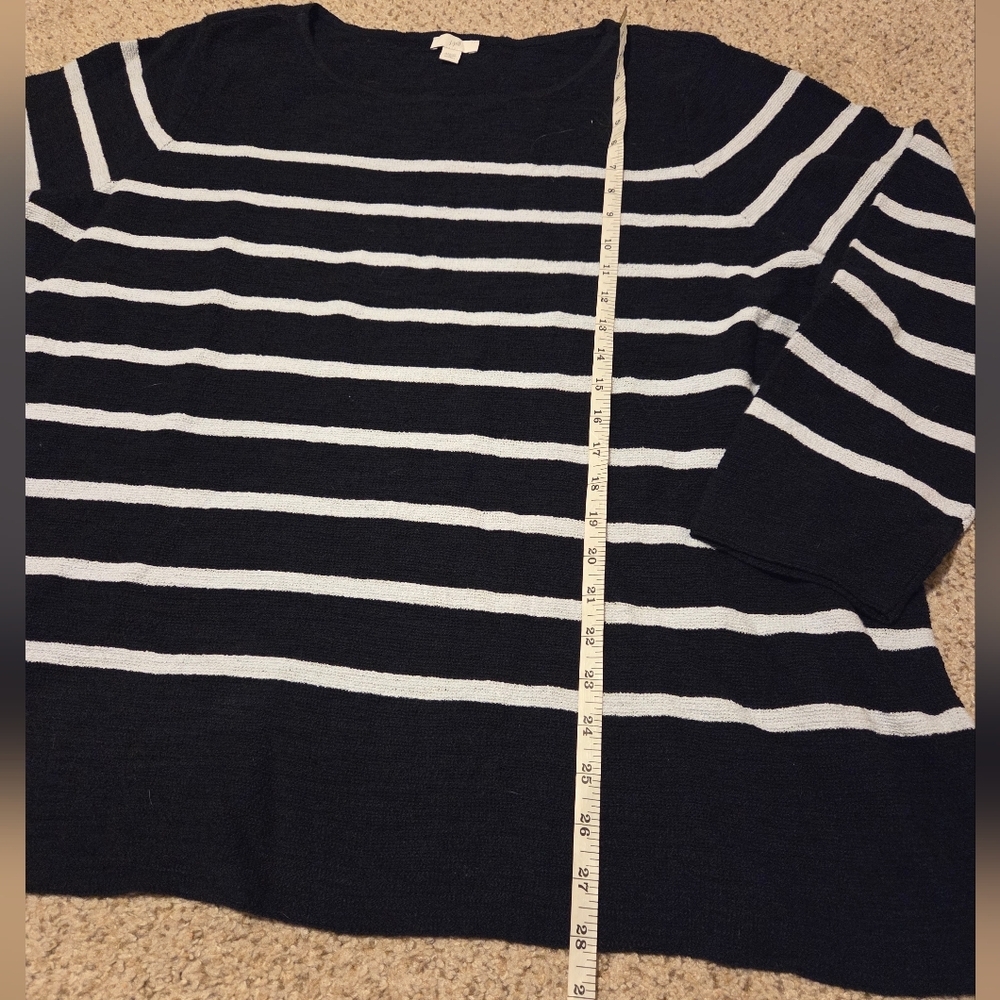 J. Jill Women's 4X Black White Striped Nautical Beachy Knit Sweater Cotton - Picture 4 of 6
